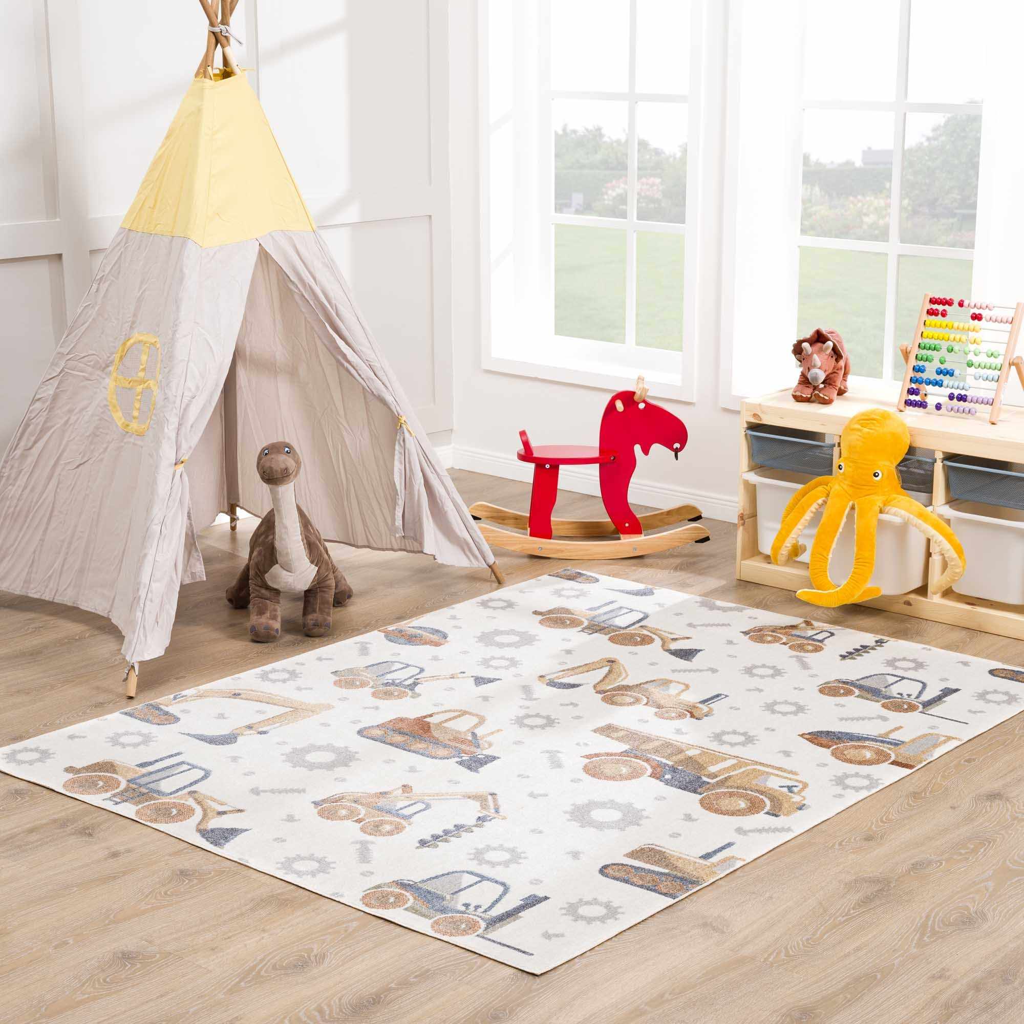 Construction Washable Kids Area Rug-0