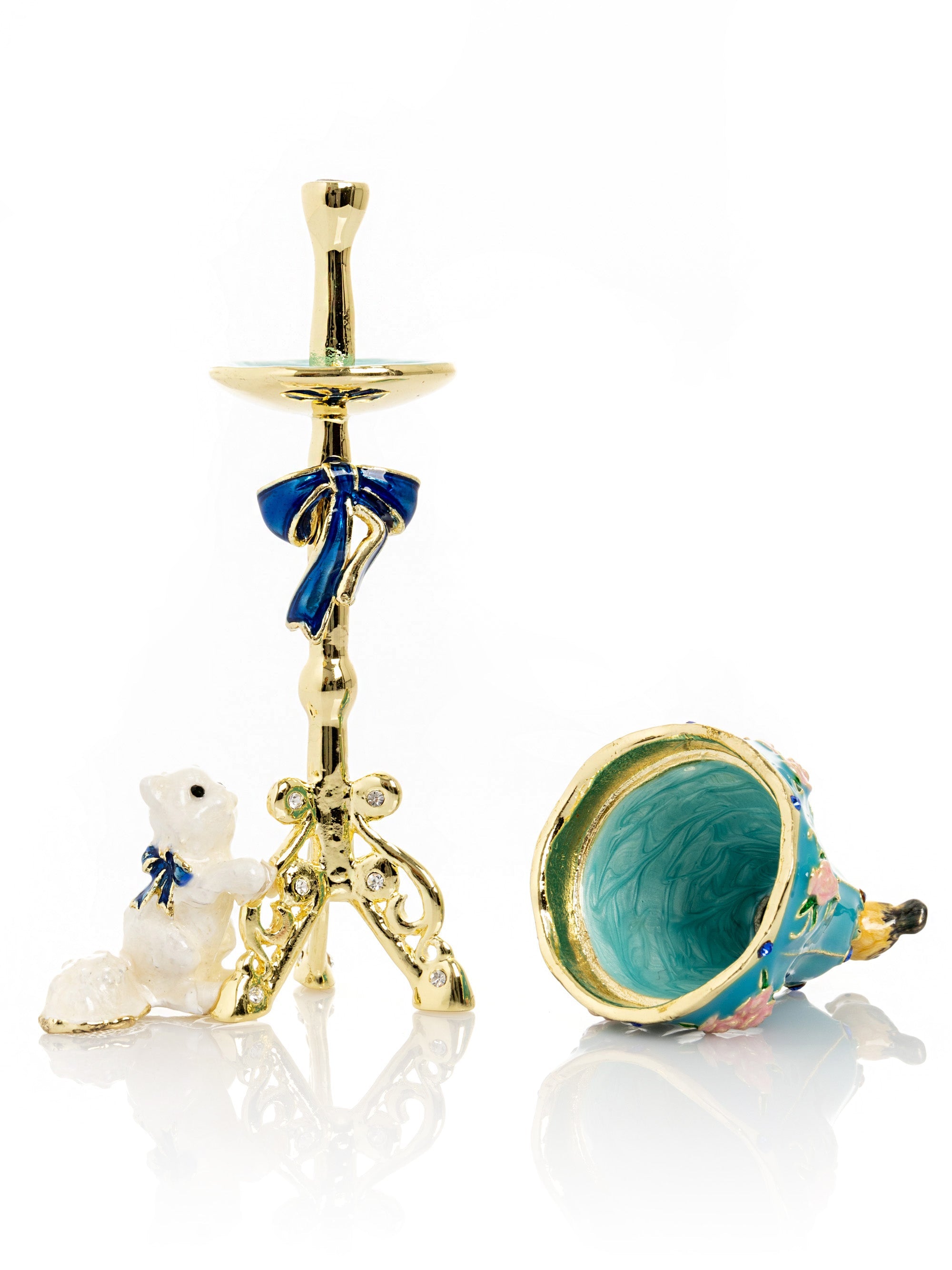 Gold Standing Lamp with Cat and Bird-1