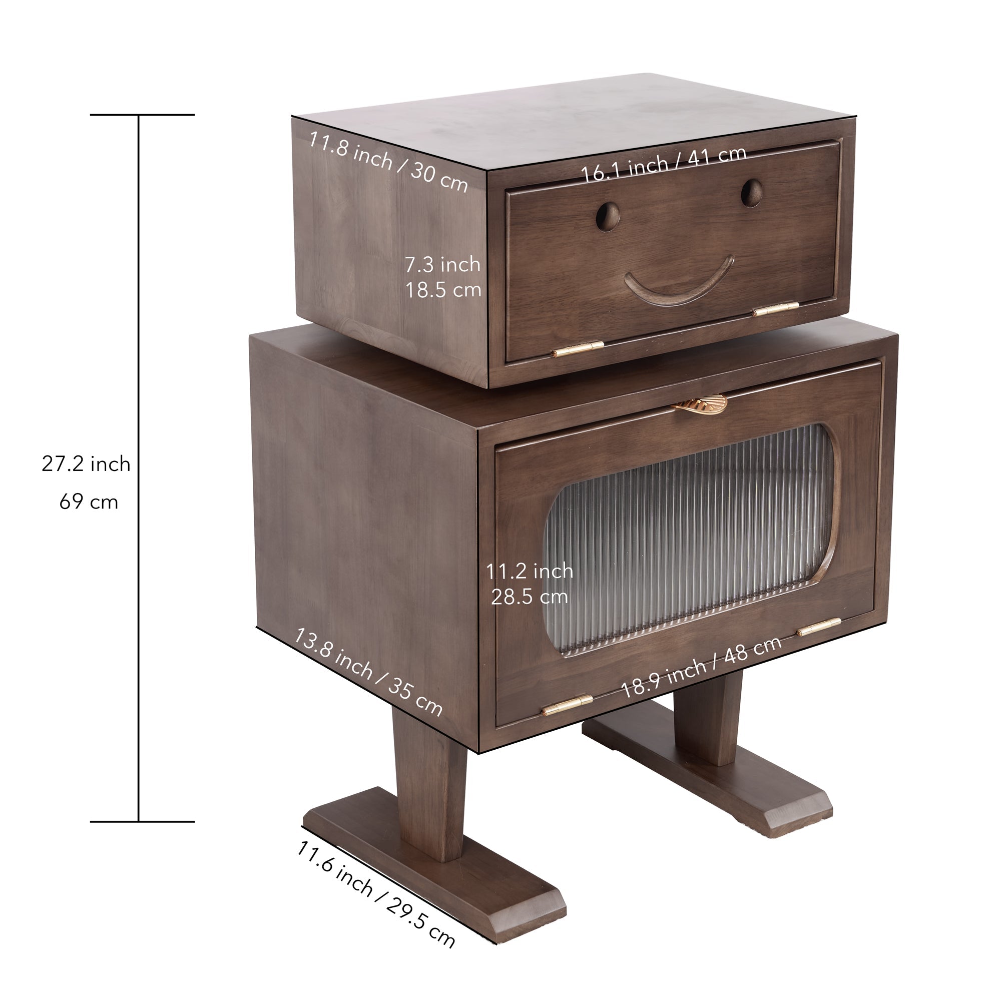 27" Retro Wooden Robot Storage Cabinet-6