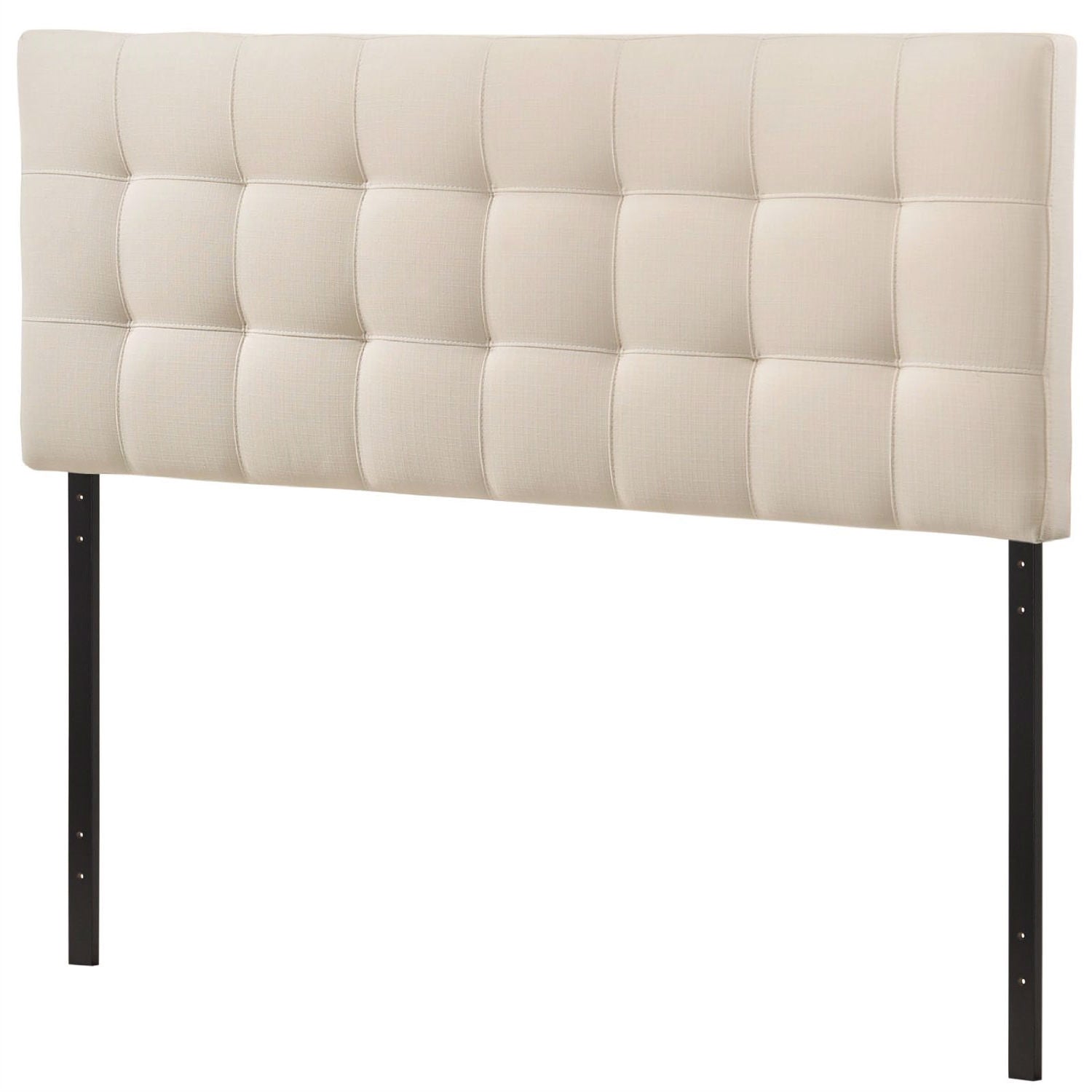 Queen size Ivory Fabric Padded Mid-Century Upholstered Headboard-0