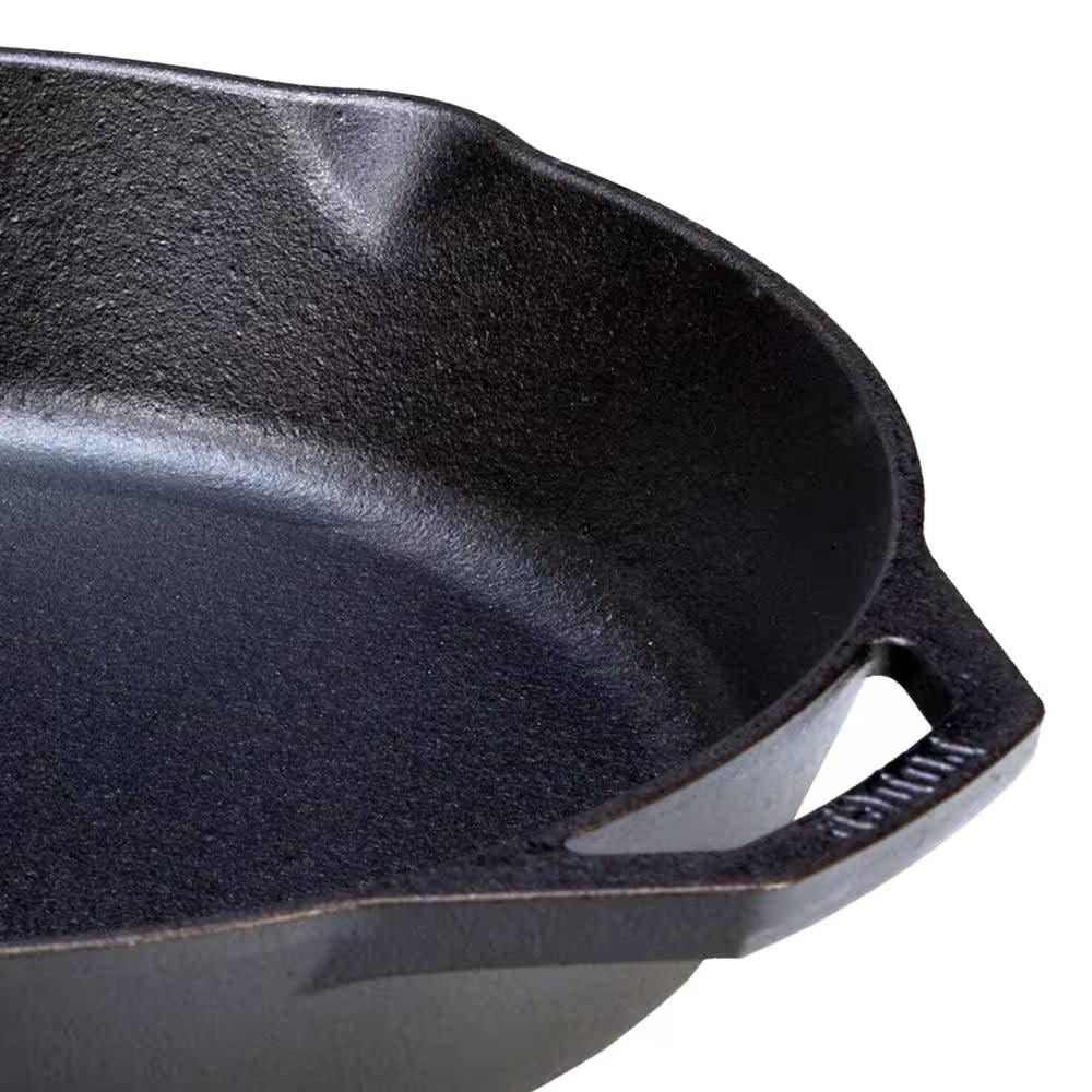 12-inch Cast Iron Skillet Frying Pan with Pour Spout - Made in the USA - PRHOMZ