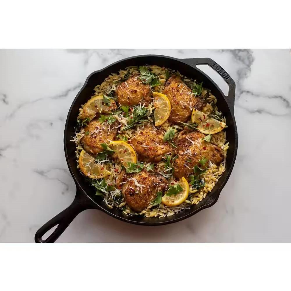 12-inch Cast Iron Skillet Frying Pan with Pour Spout - Made in the USA - PRHOMZ