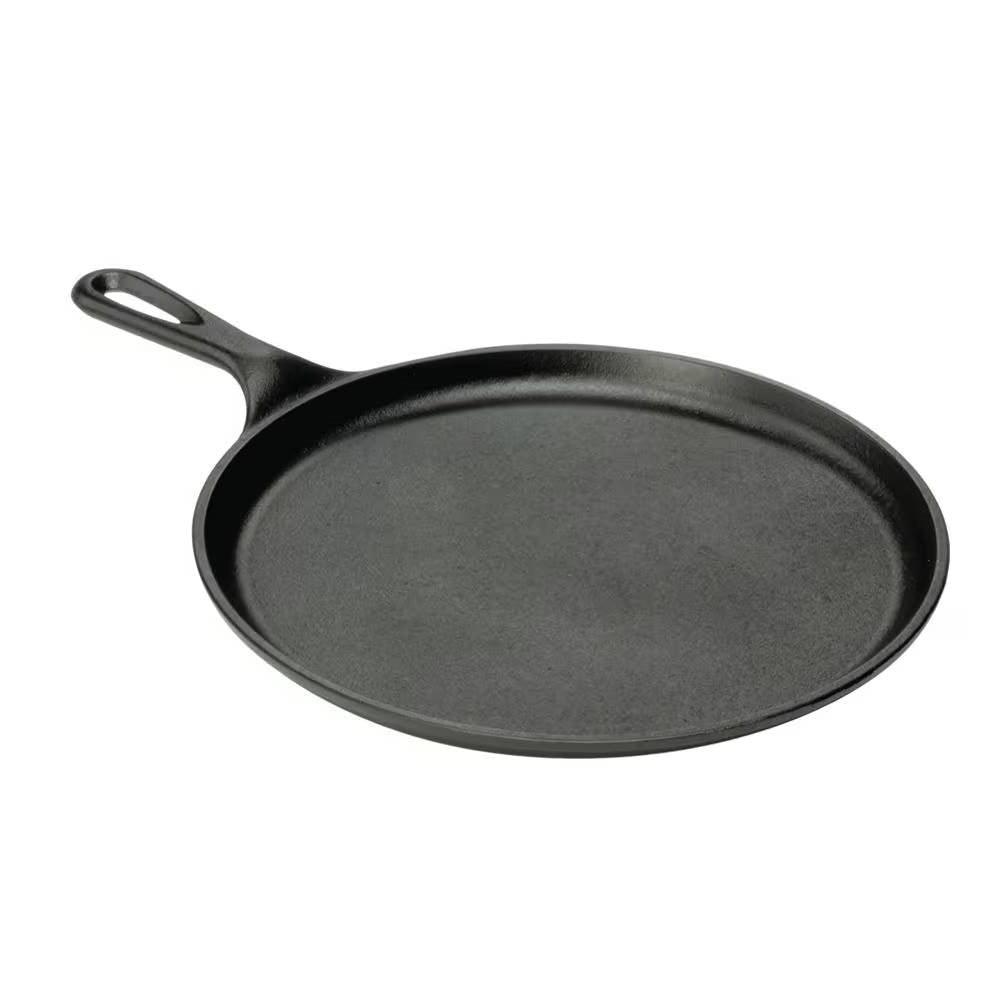 10.5 inch Round Pre-Seasoned Cast Iron Skillet Griddle Frying Pan Made in USA - PRHOMZ