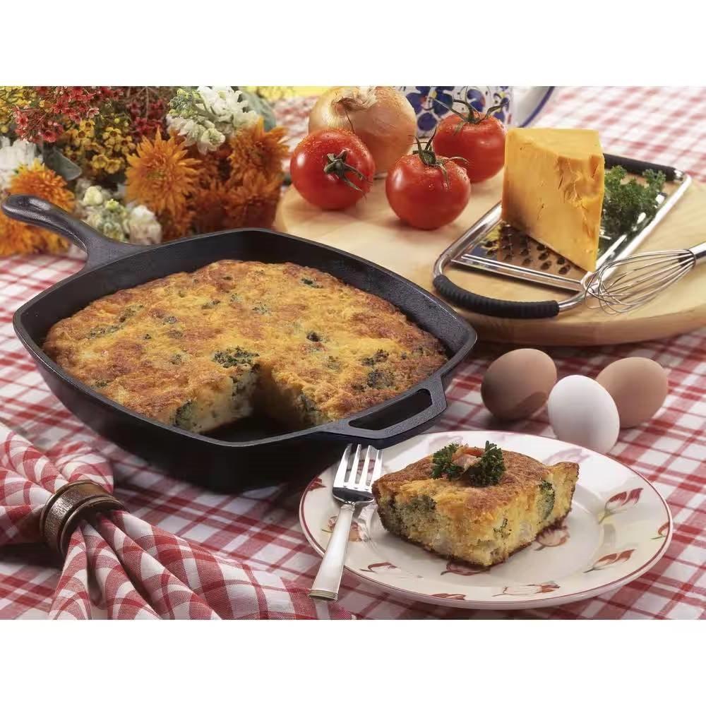 10.5-inch Square Cast Iron Skillet Frying Pan - Made in USA - PRHOMZ