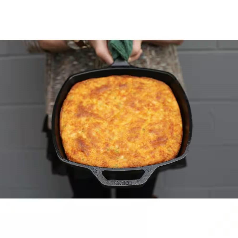 10.5-inch Square Cast Iron Skillet Frying Pan - Made in USA - PRHOMZ