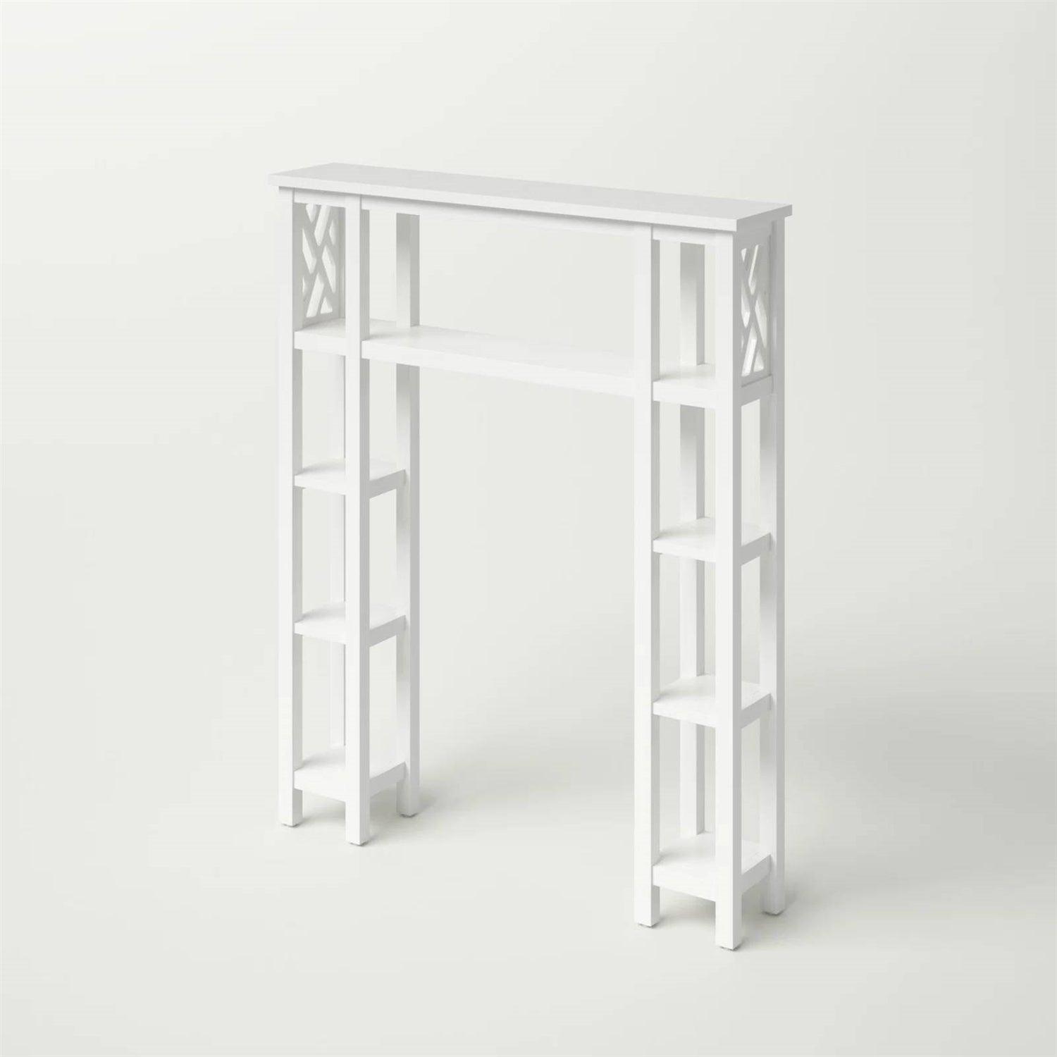 Over the Toilet Bathroom Shelving Unit with 9-Shelves in White Wood Finish - PRHOMZ