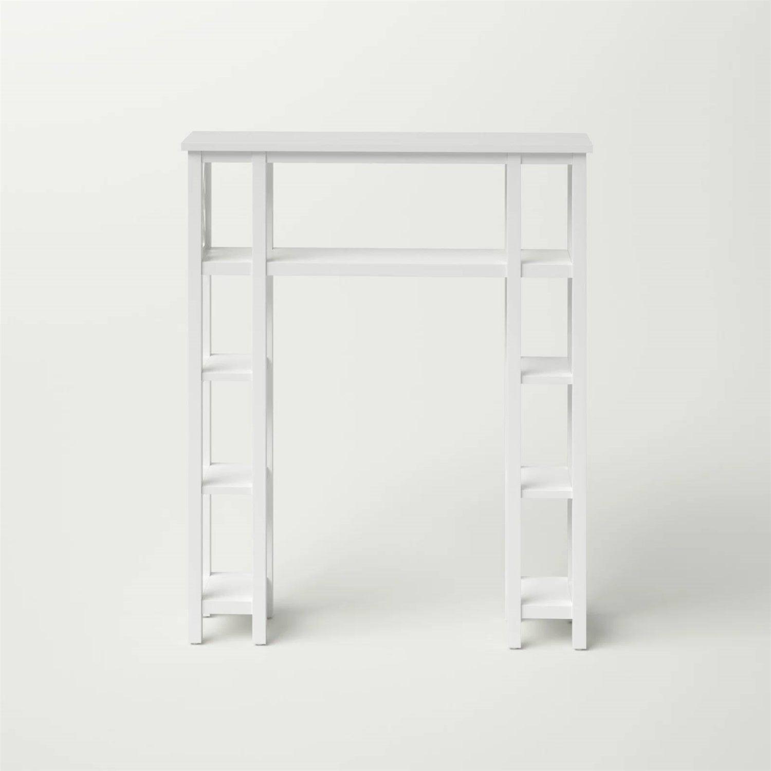 Over the Toilet Bathroom Shelving Unit with 9-Shelves in White Wood Finish - PRHOMZ