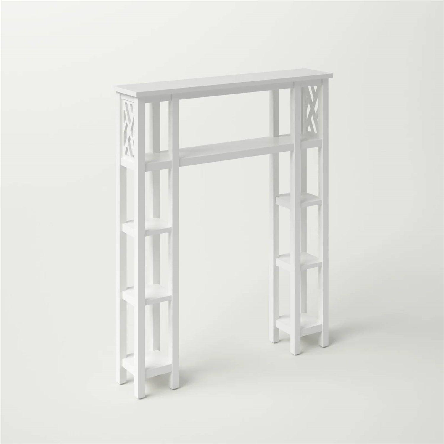 Over the Toilet Bathroom Shelving Unit with 9-Shelves in White Wood Finish - PRHOMZ