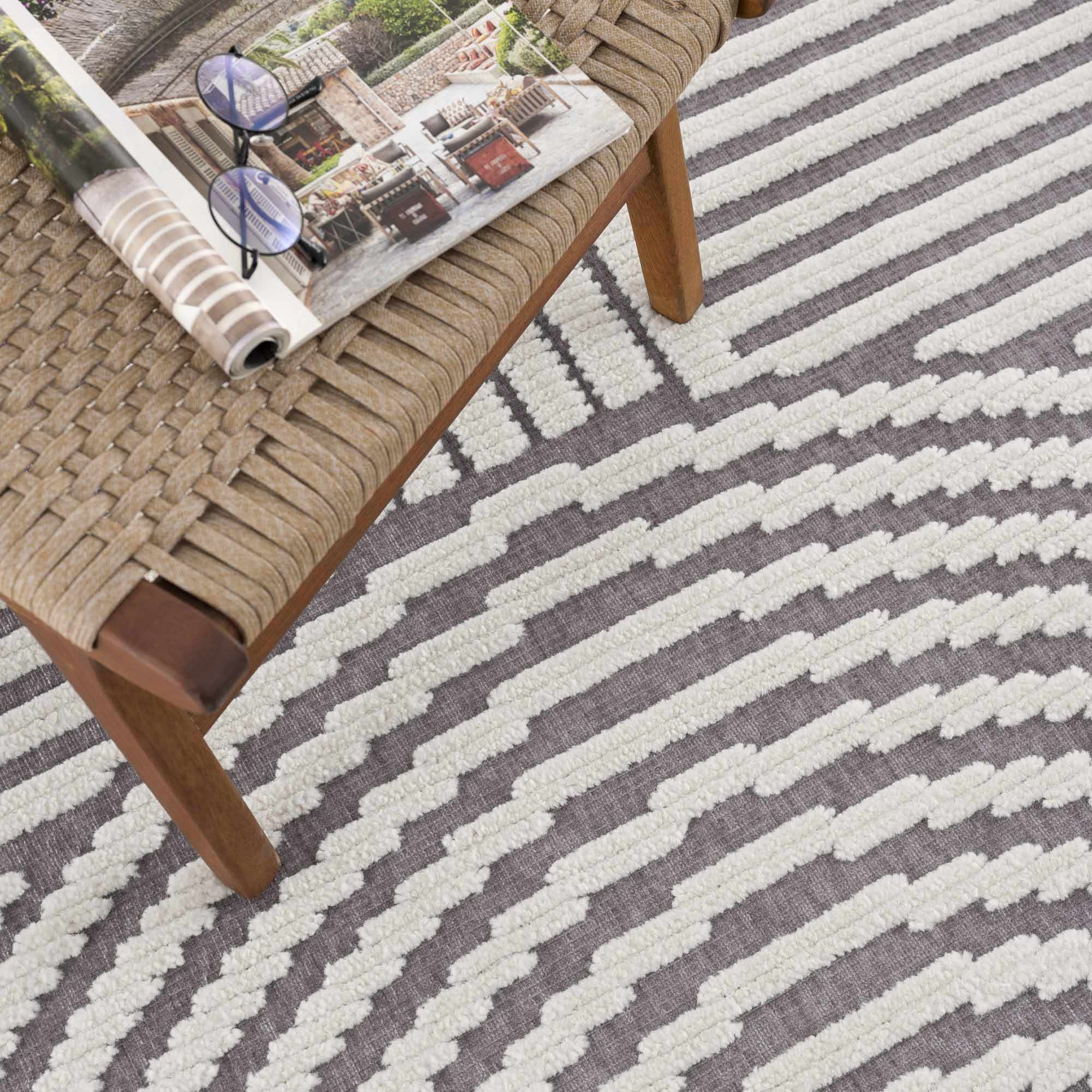 Deron Gray Rainbow Washable Rug