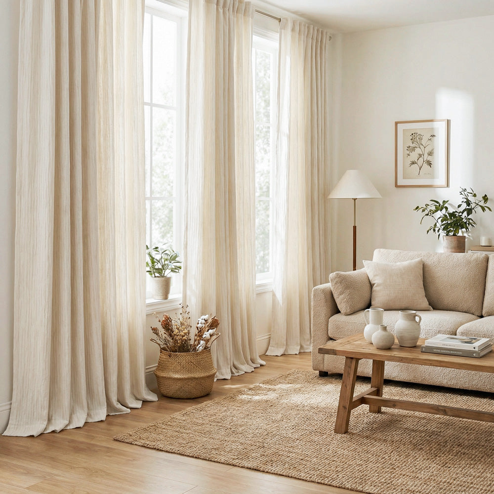 Lacey Cashmere-Like Wood Grain Textured Curtains