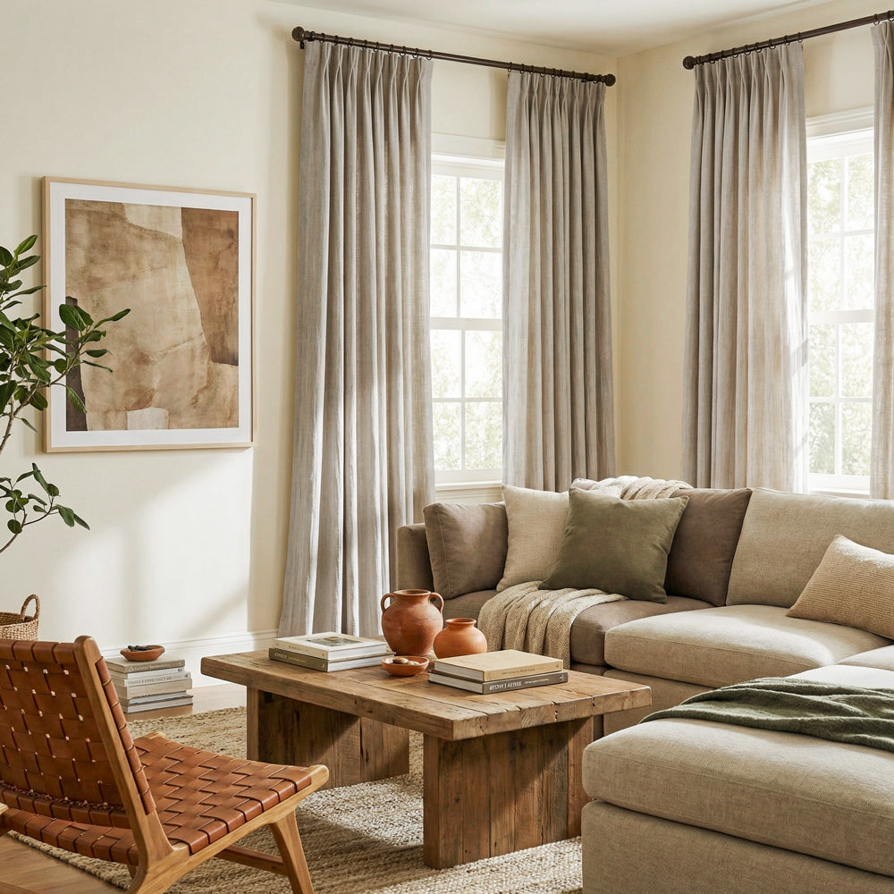 Lacey Cashmere-Like Wood Grain Textured Curtains