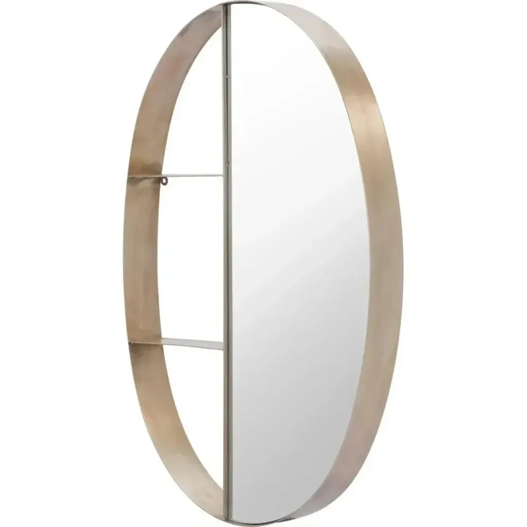 Latitude Steel Oval Wall Mirror with Shelf