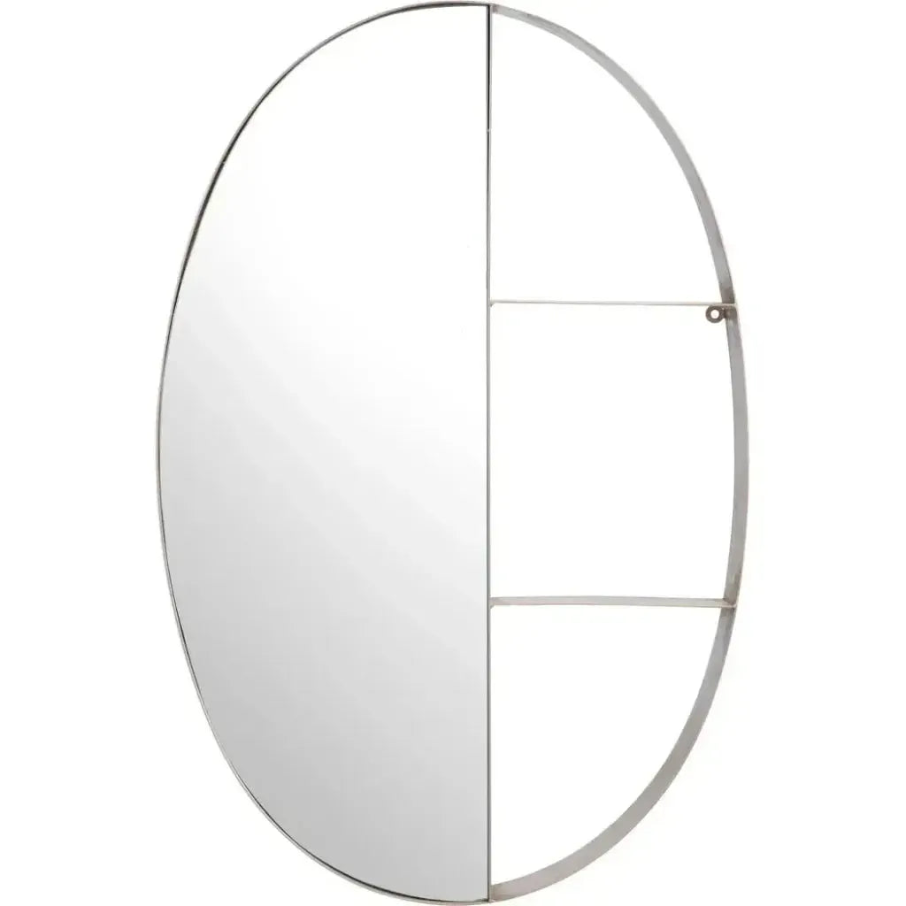 Latitude Steel Oval Wall Mirror with Shelf