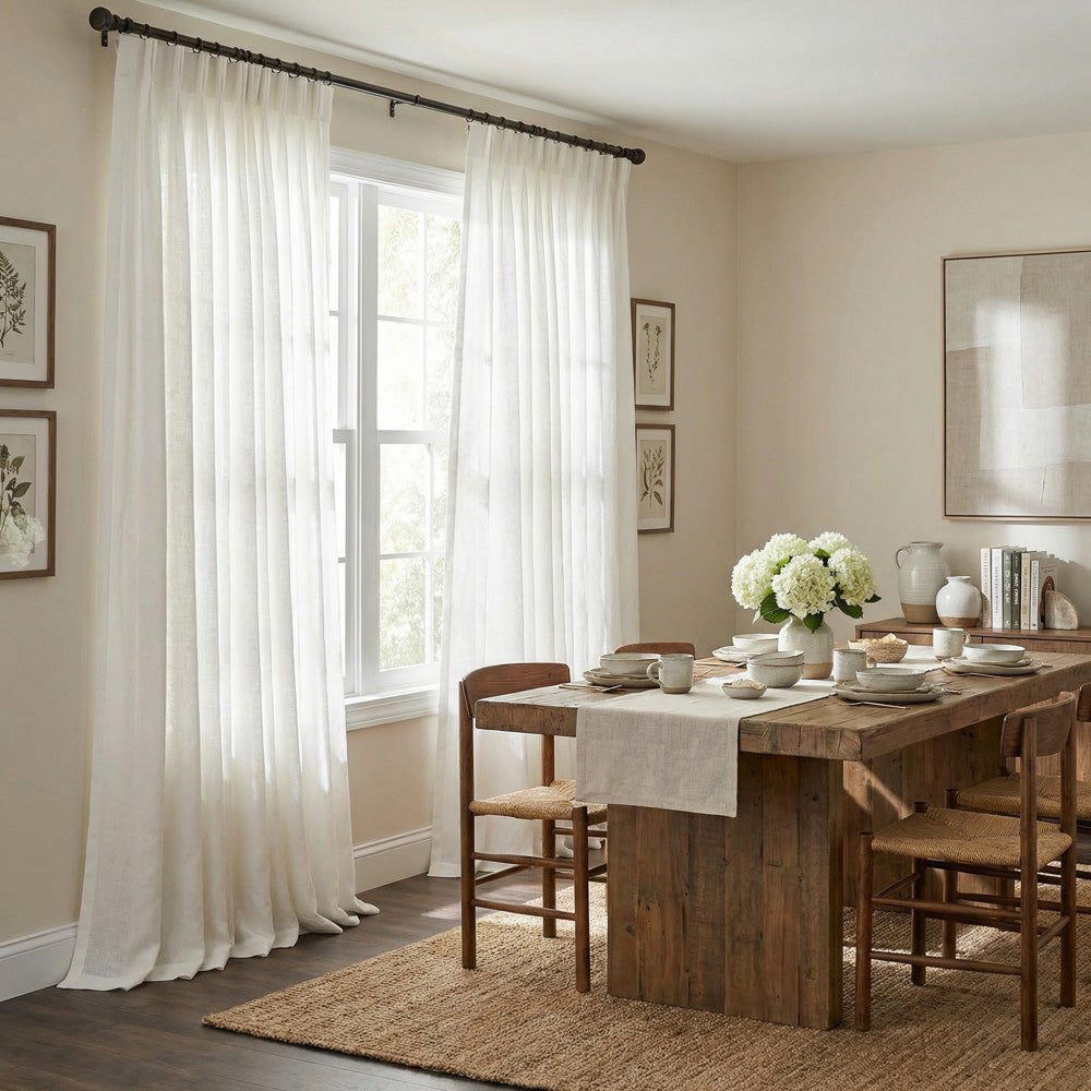 Leah Cotton Texture White Sheer Curtains