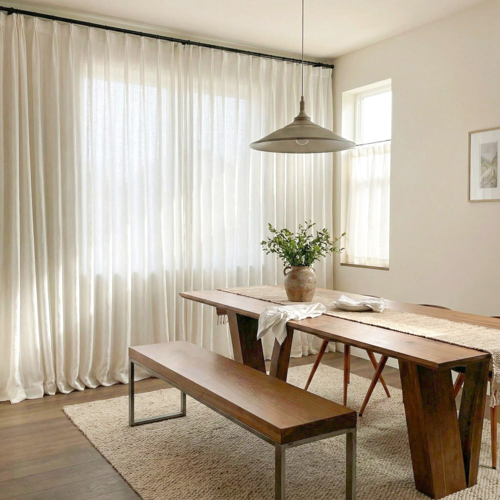 Leah Cotton Texture White Sheer Curtains