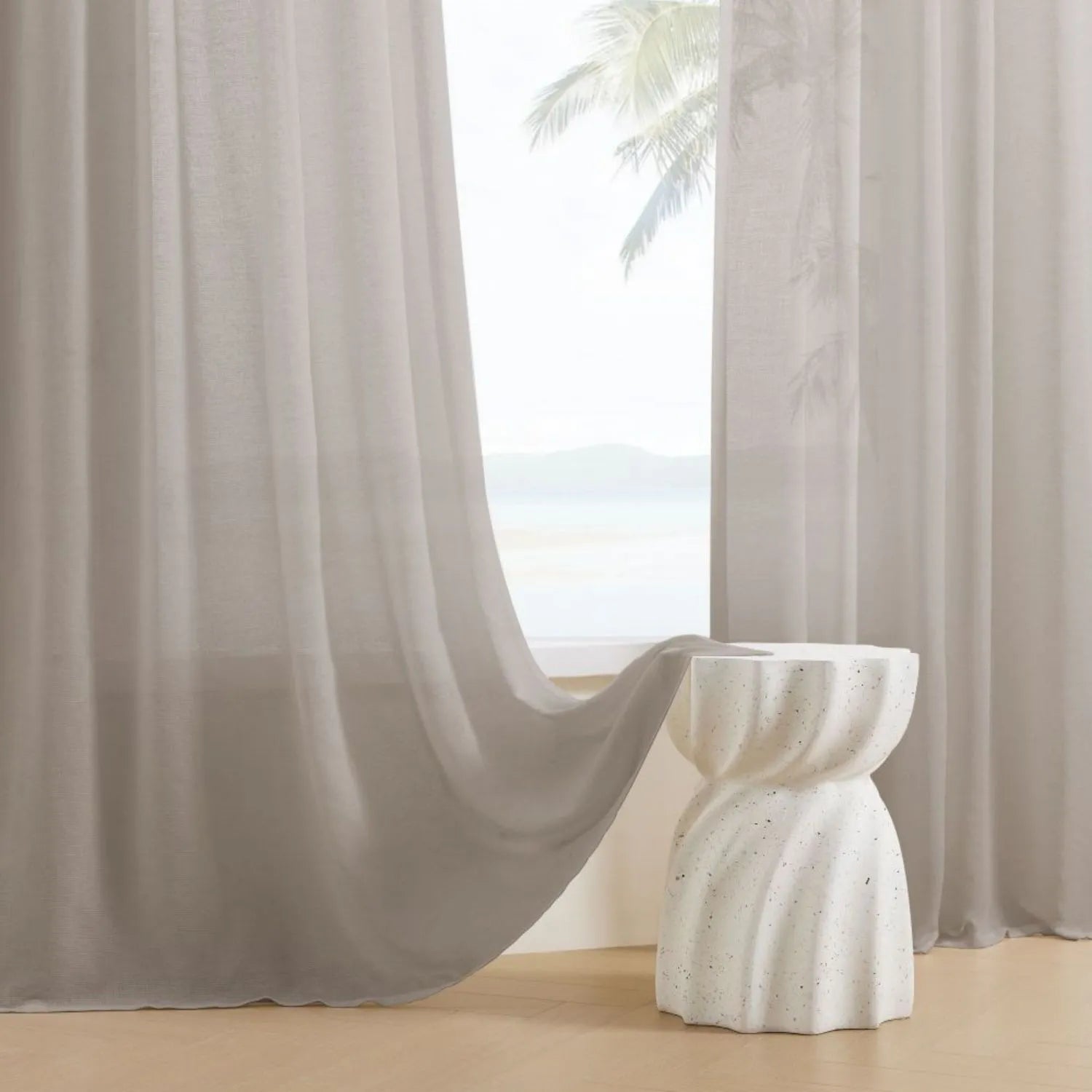 Leah Cotton Texture White Sheer Curtains