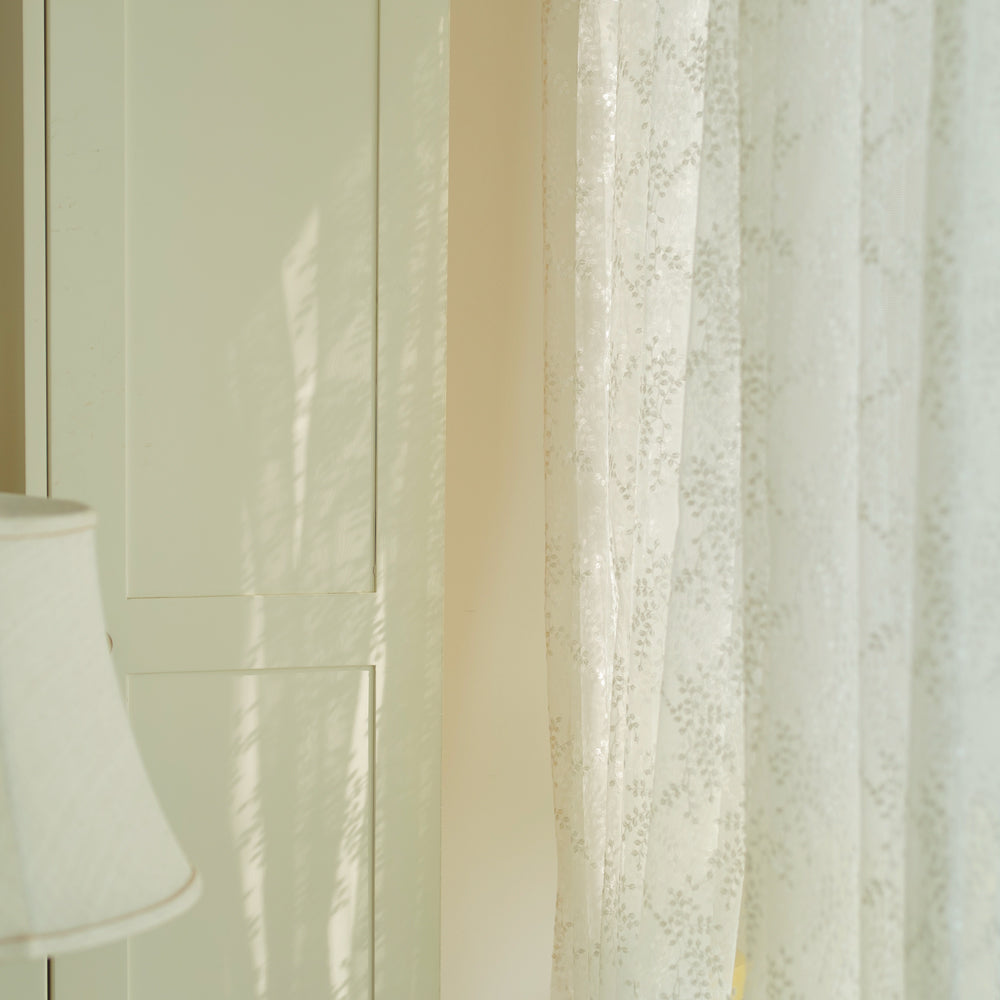 Lee Lace Leaf Embroidered Sheer Curtains