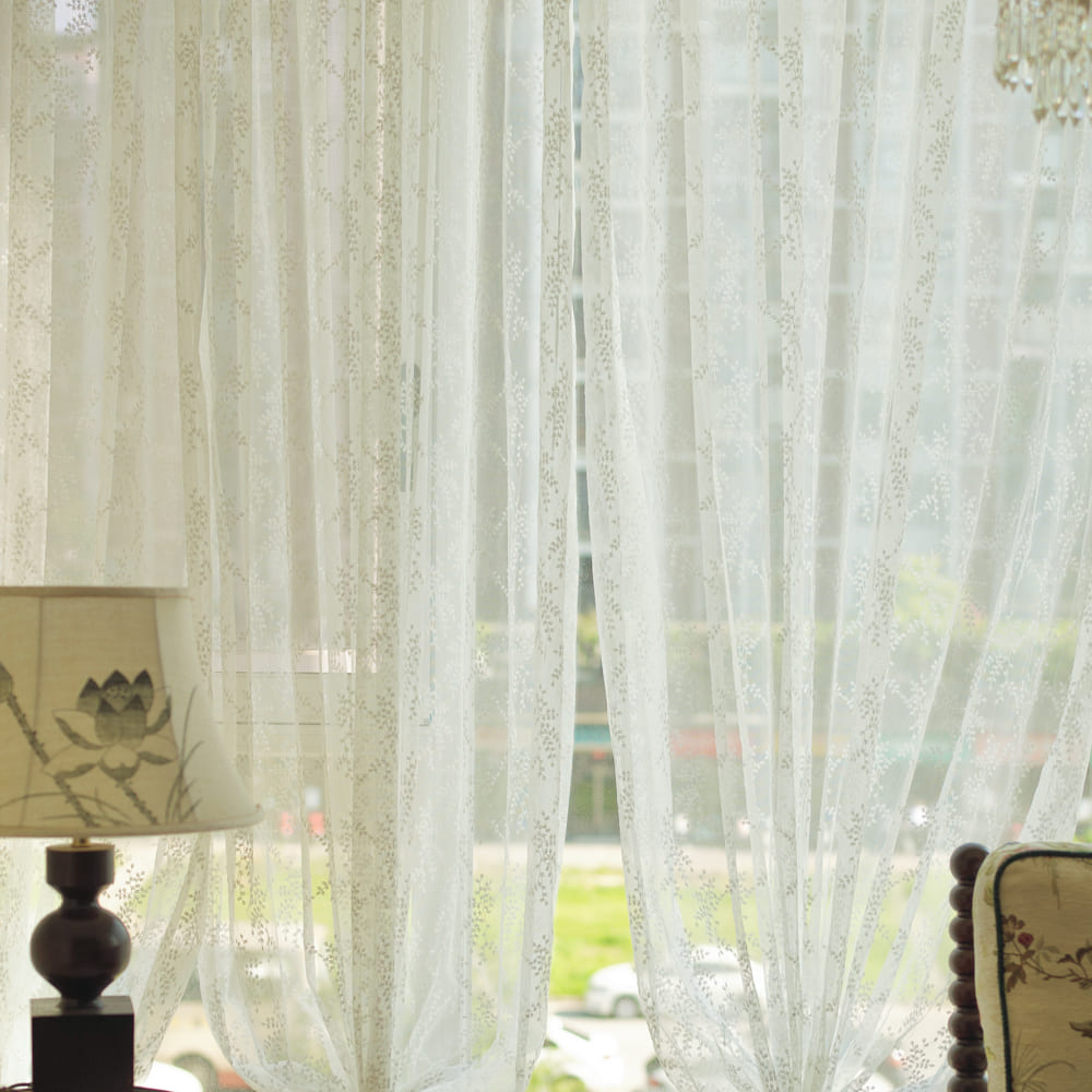 Lee Lace Leaf Embroidered Sheer Curtains