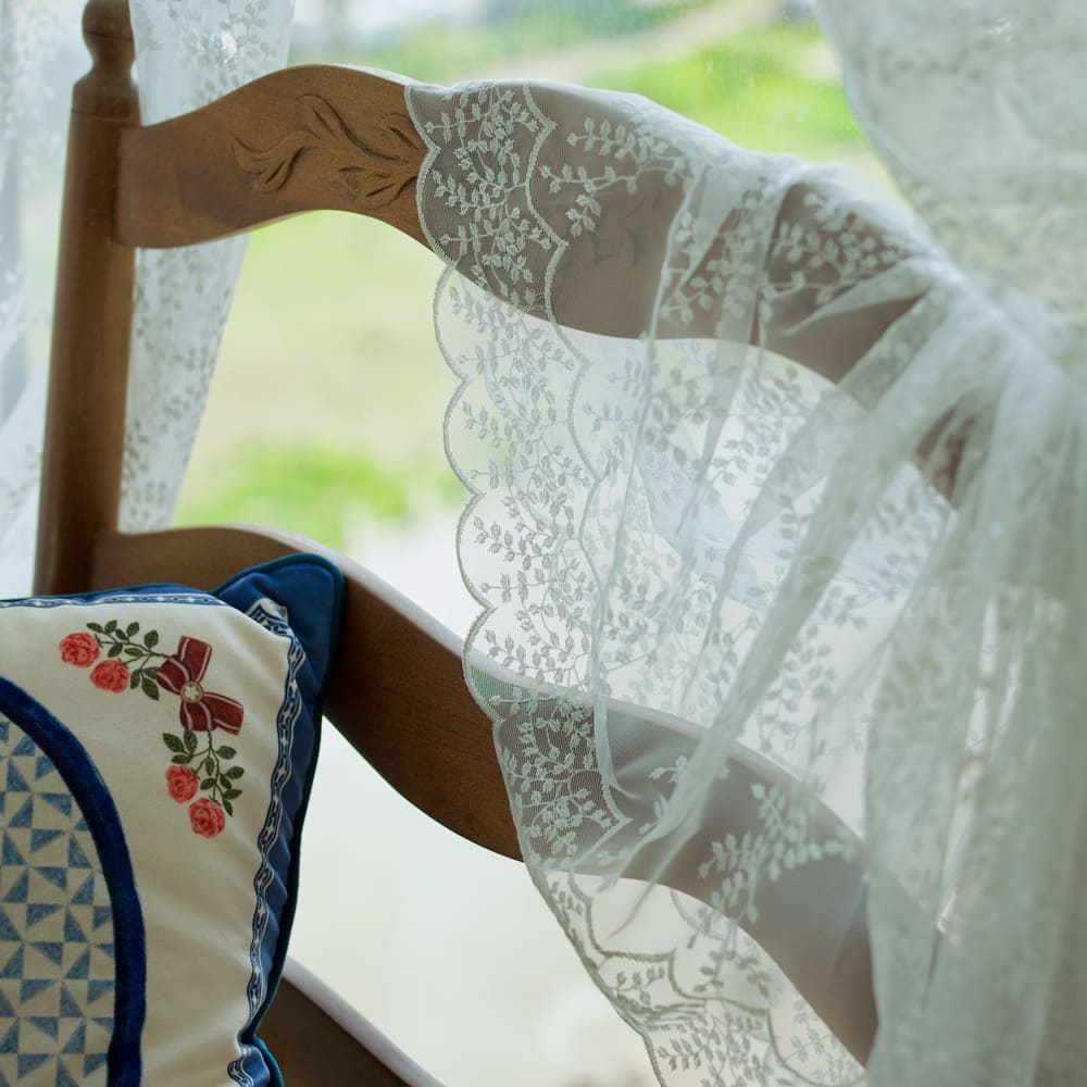 Lee Lace Leaf Embroidered Sheer Curtains