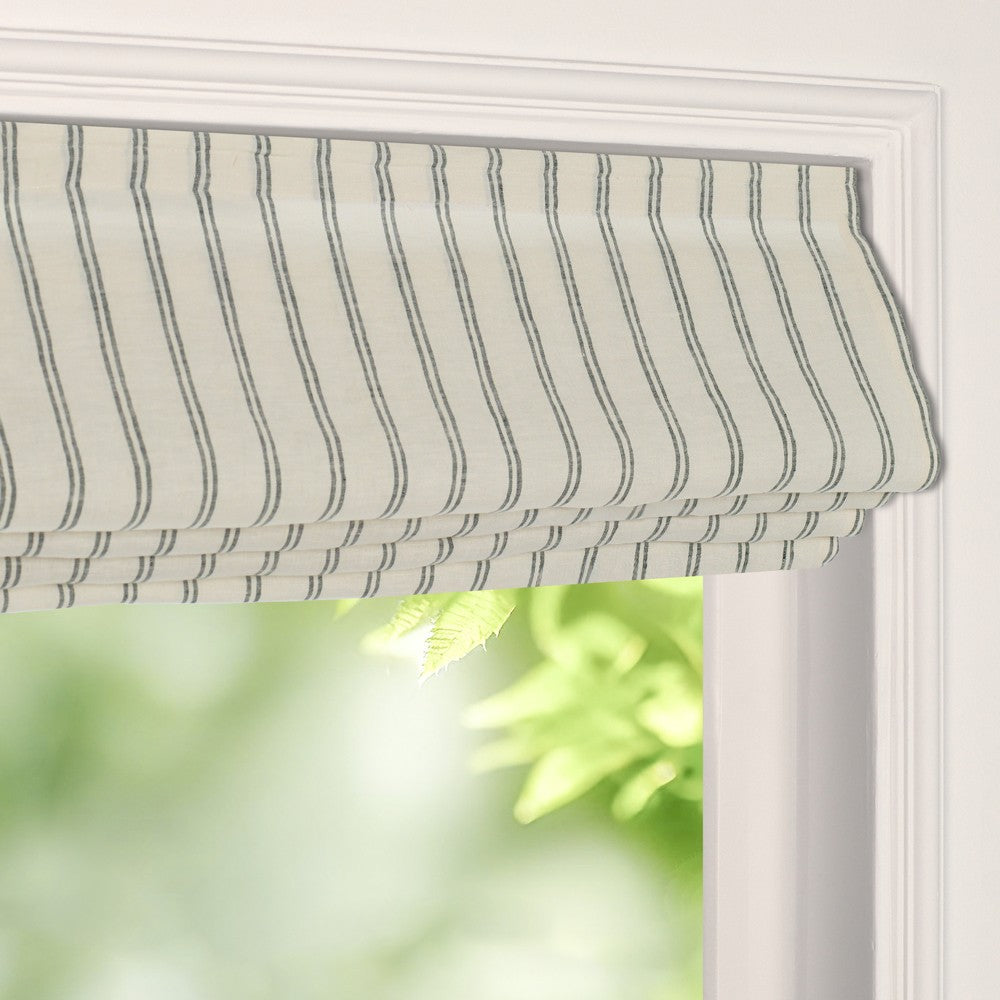 Voss Pinstripe 100% Pure Linen Roman Shade
