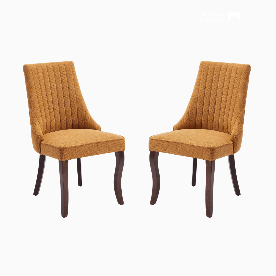 Set of 2 Rayon Cloth Flocking Linen Dining Chairs - PRHOMZ
