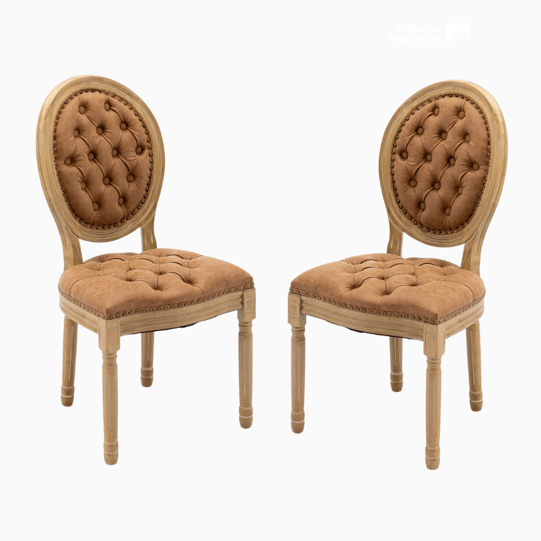 Set of 2 French Style Solid Wood Antique Dining Chairs - PRHOMZ