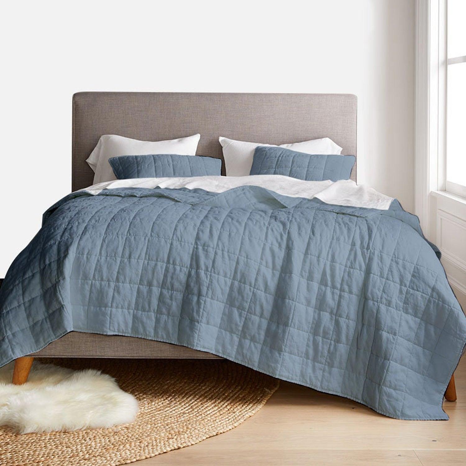 Box stitch - Pure Linen Quilt Sets - PRHOMZ