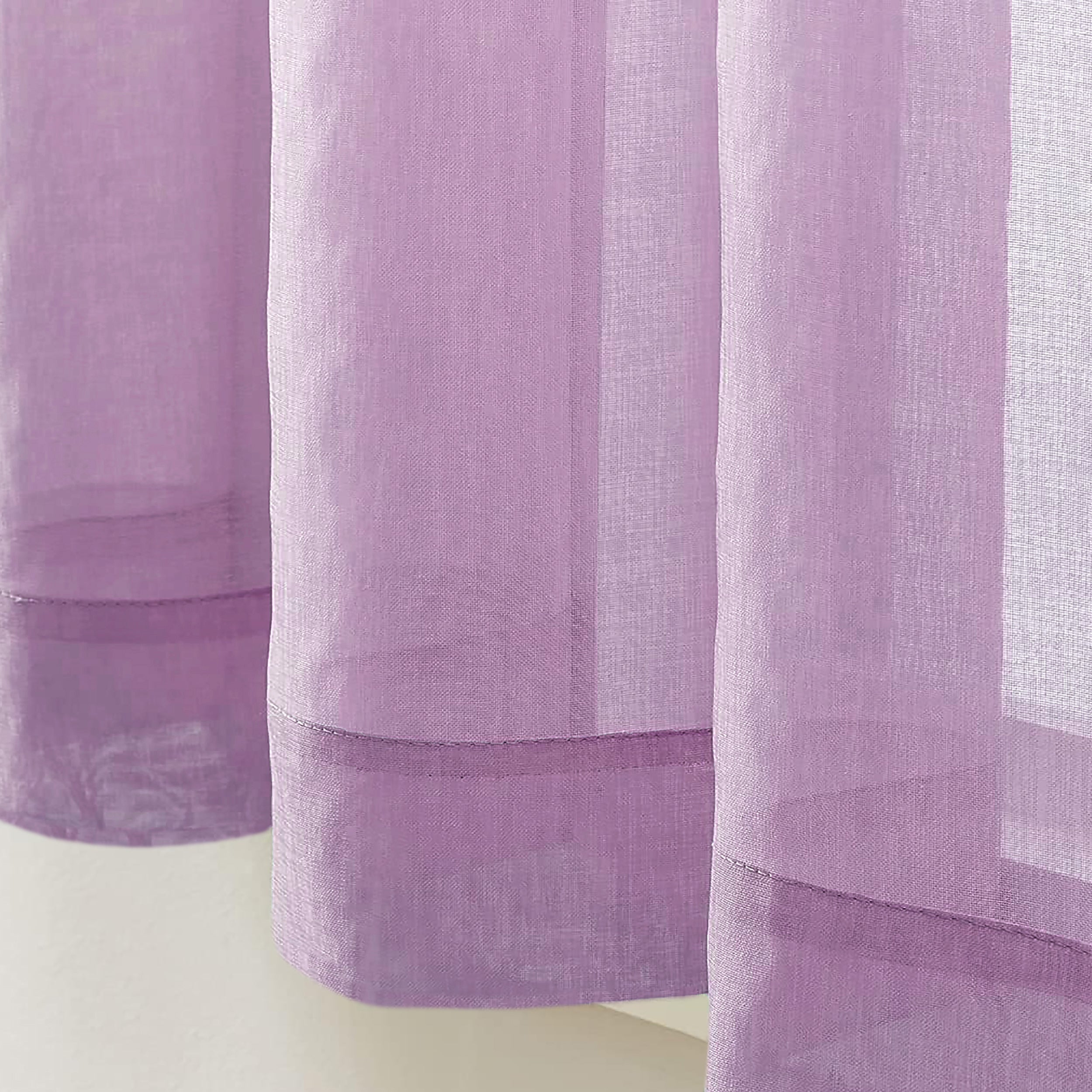 63" Inches Long - Lilac Sheer Window Rod Pocket Curtain Set (2 Panels)