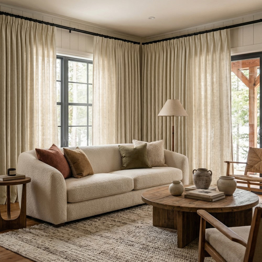Lilian Diamond Textured Linen Cotton Curtains