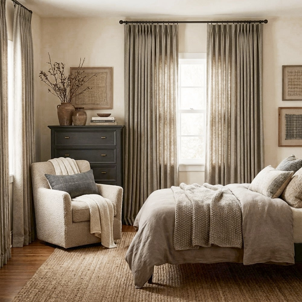 Lilian Diamond Textured Linen Cotton Curtains