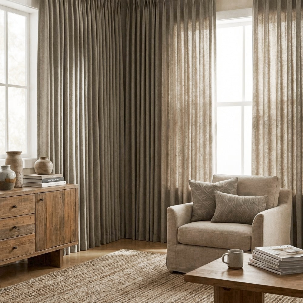 Lilian Diamond Textured Linen Cotton Curtains