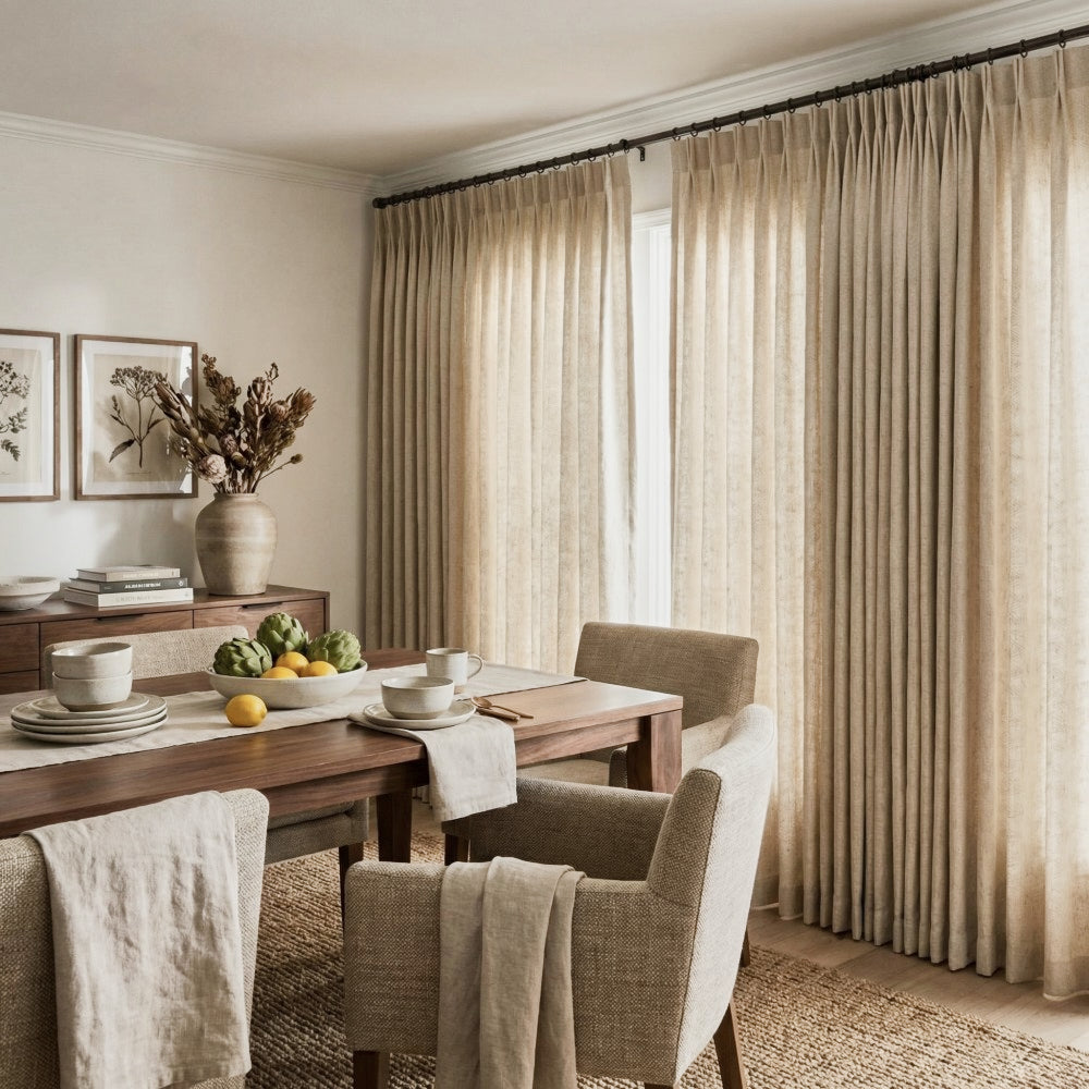 Lilian Diamond Textured Linen Cotton Curtains