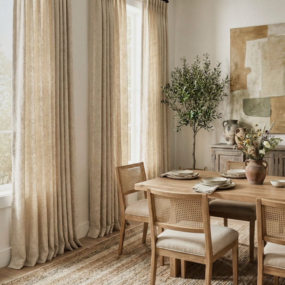 Lilian Diamond Textured Linen Cotton Curtains