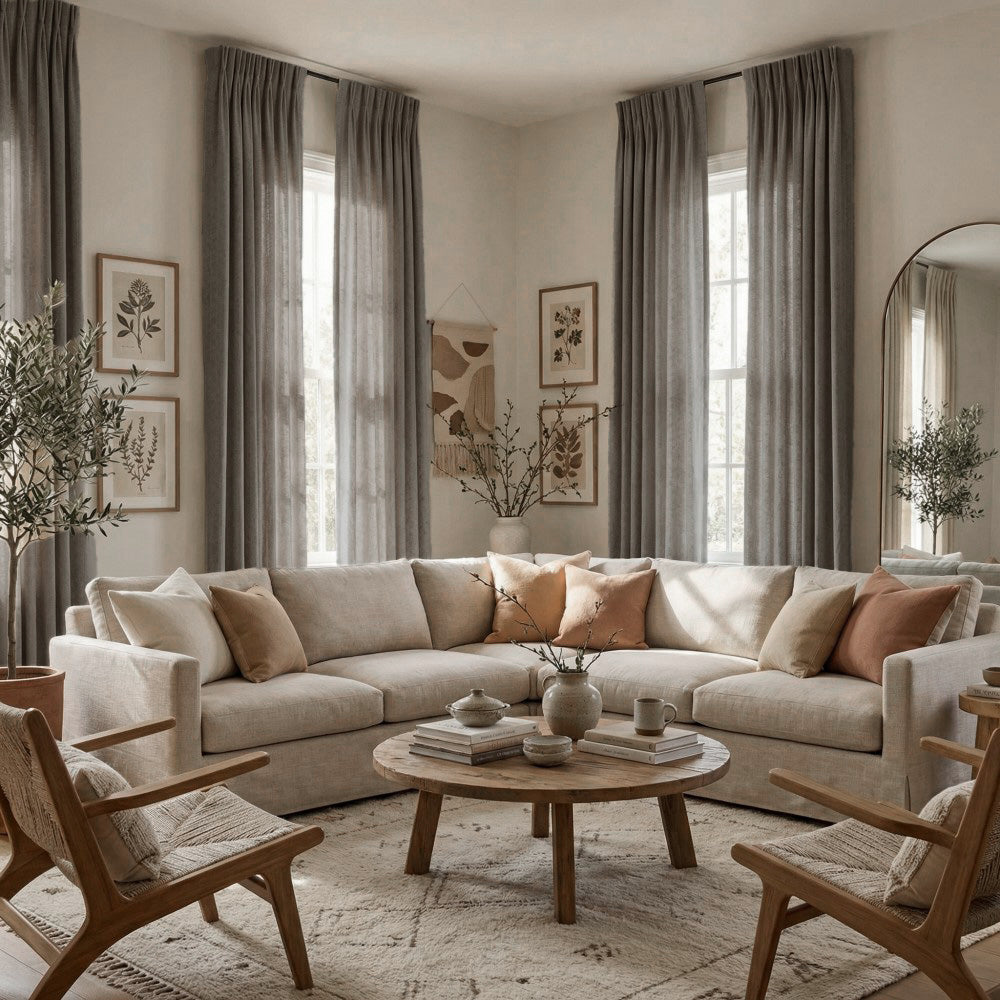 Lilian Diamond Textured Linen Cotton Curtains