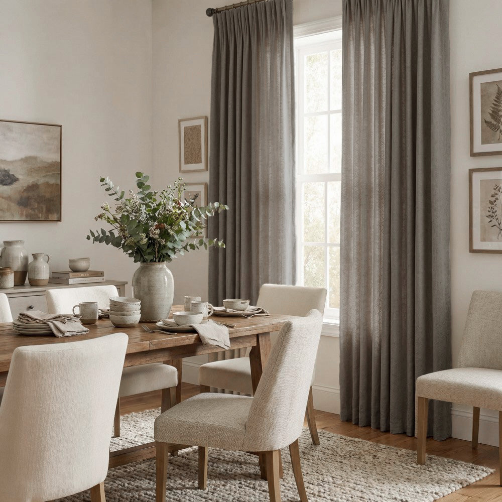 Lilian Diamond Textured Linen Cotton Curtains