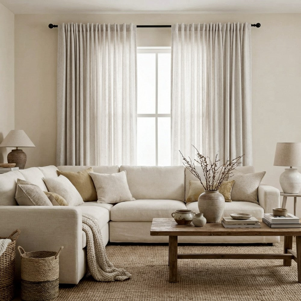 Lilian Diamond Textured Linen Cotton Curtains