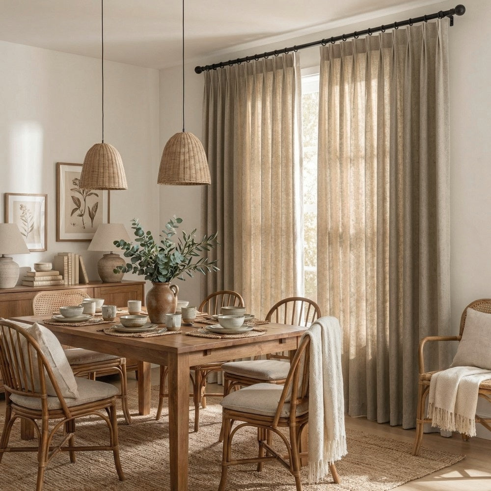 Lilian Diamond Textured Linen Cotton Curtains