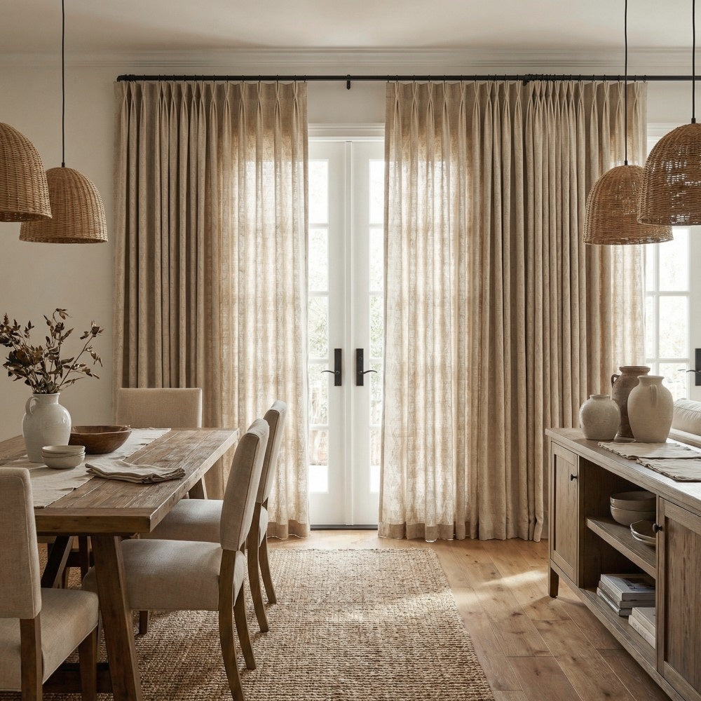 Lilian Diamond Textured Linen Cotton Curtains