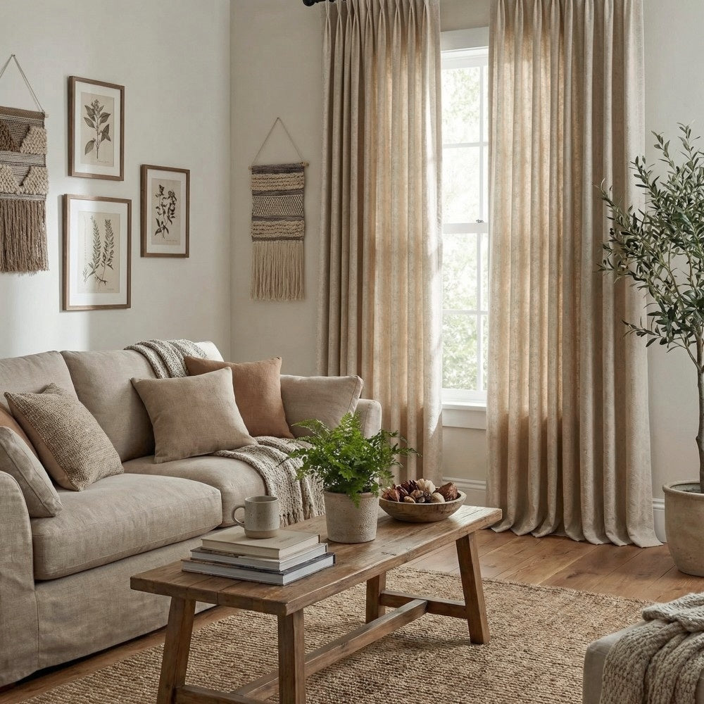 Lilian Diamond Textured Linen Cotton Curtains