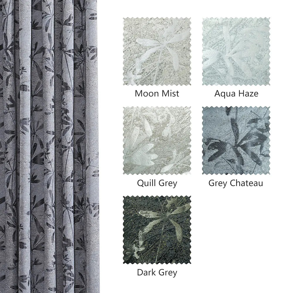 Lily Floral Leaf Jacquard Curtains
