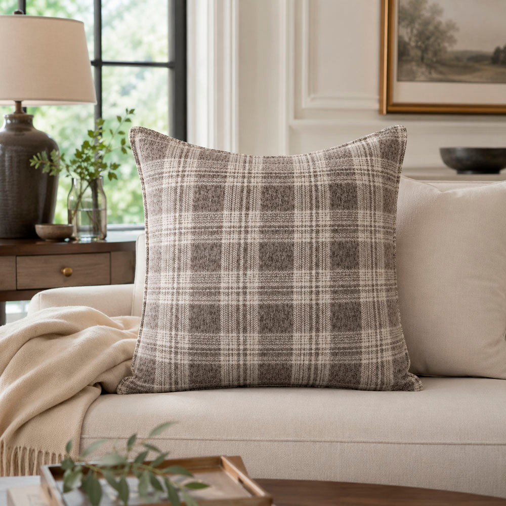 Luma Vintage Plaid Textured Pillow Cover