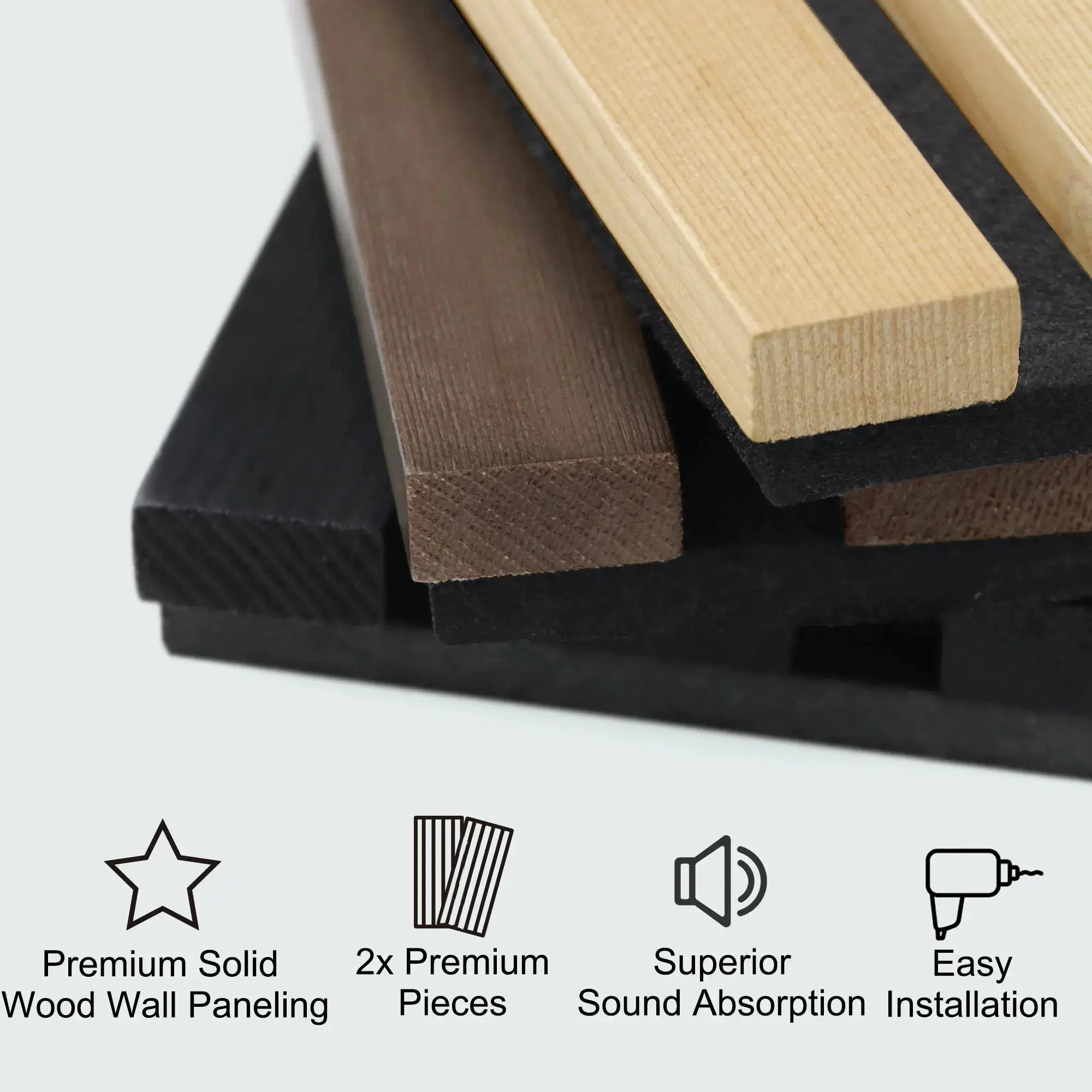 Luxury Black Acoustic Solid Wood Wall Panels ( 2 Panels Per Box)