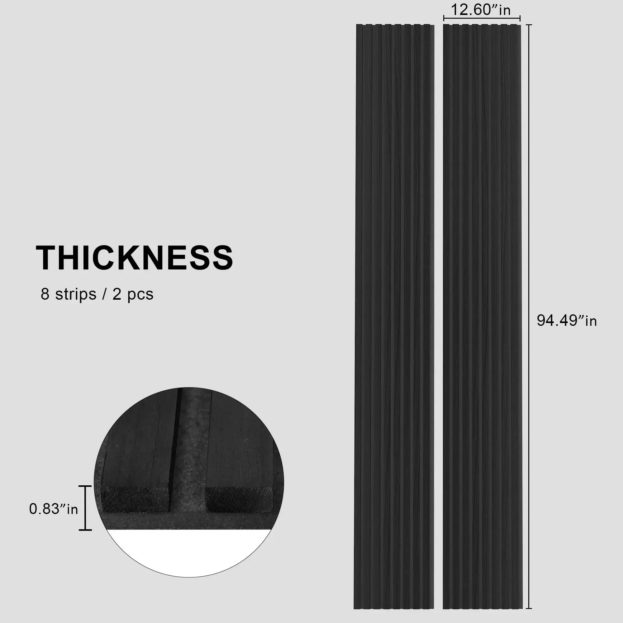 Luxury Black Acoustic Solid Wood Wall Panels ( 2 Panels Per Box)