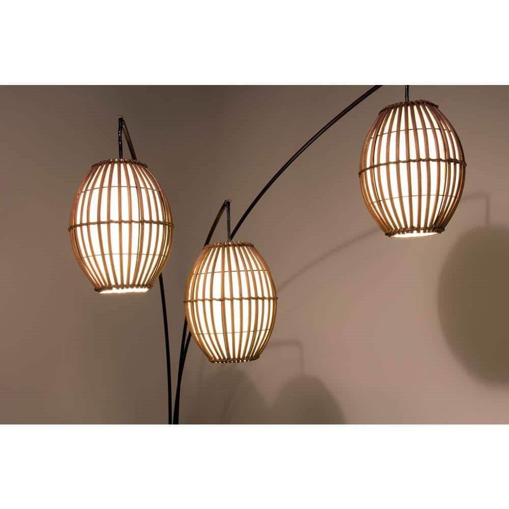 Modern Mid-Century Bohemian 82-inch Arch Floor Lamp with 3 Barrel Lights - PRHOMZ