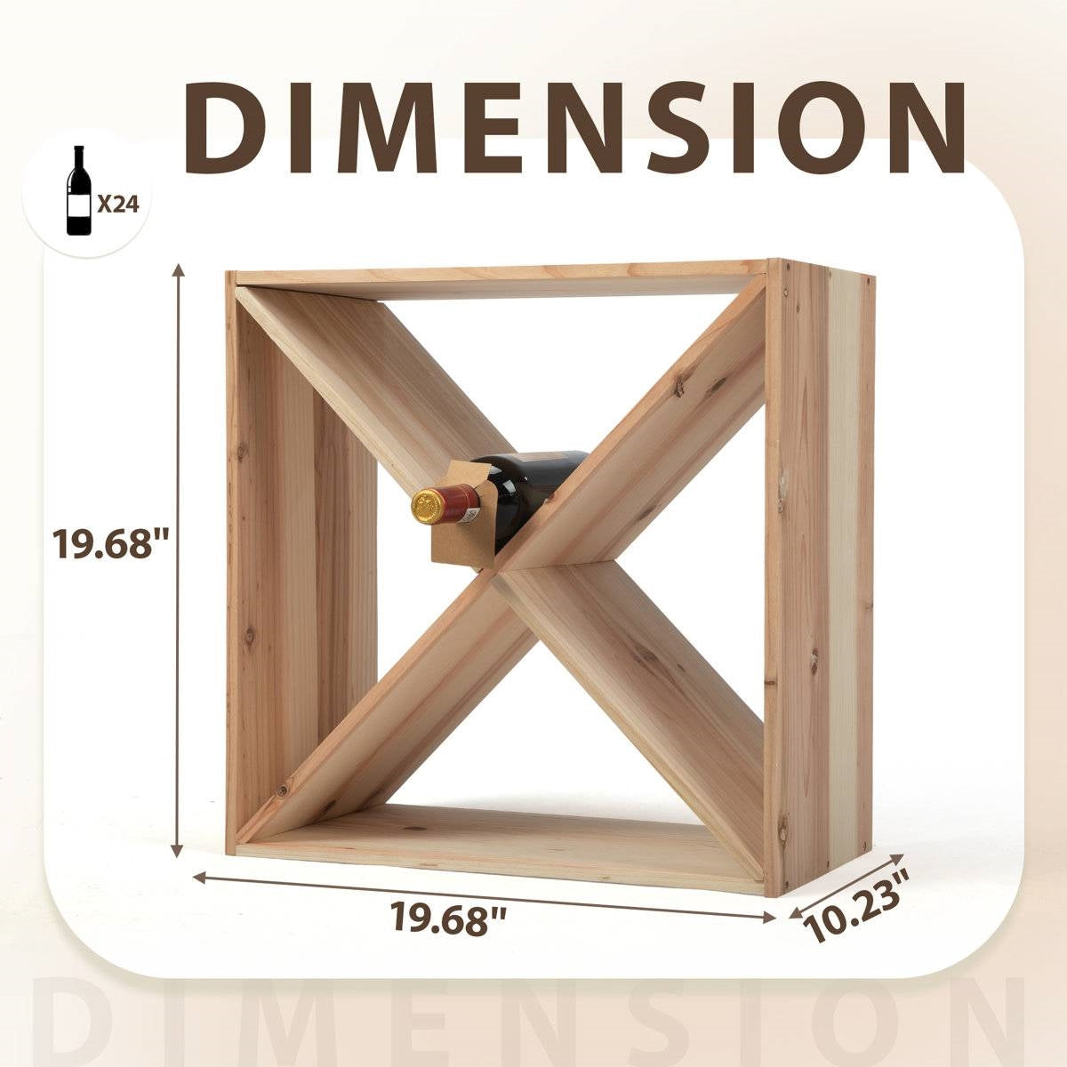 24 Bottle Solid Wood Stackable Modular Wine Rack-4