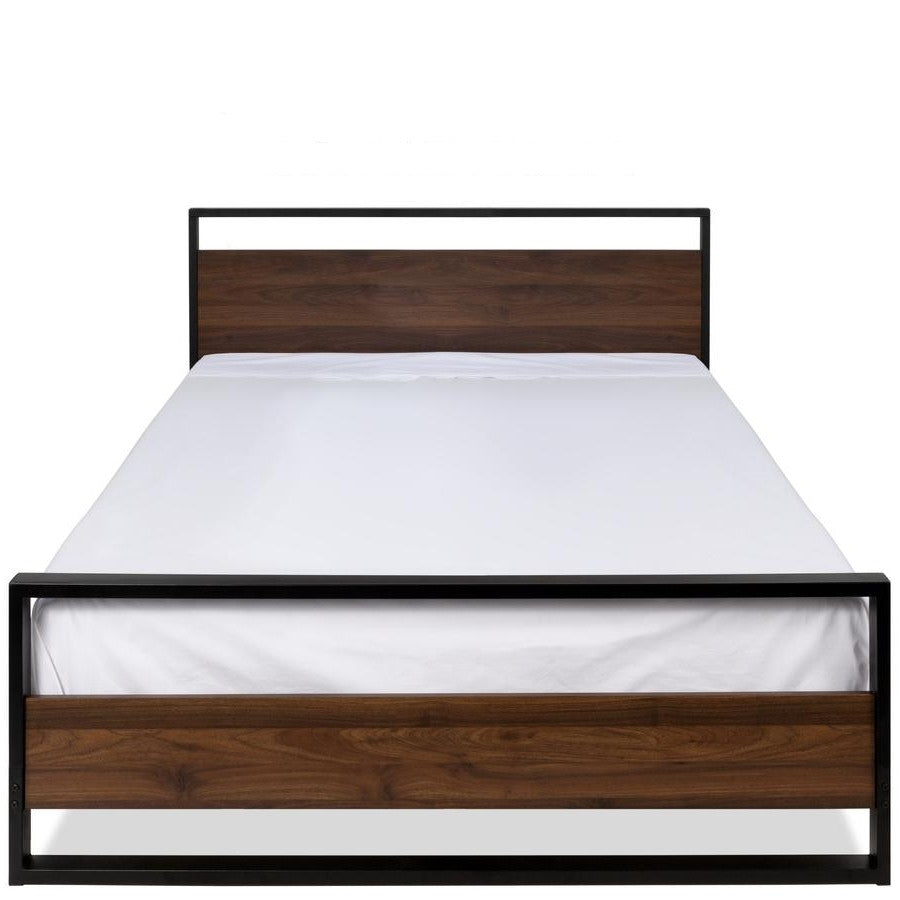 Modern FarmHome Queen Low Profile Metal Wood Platform Bed-0