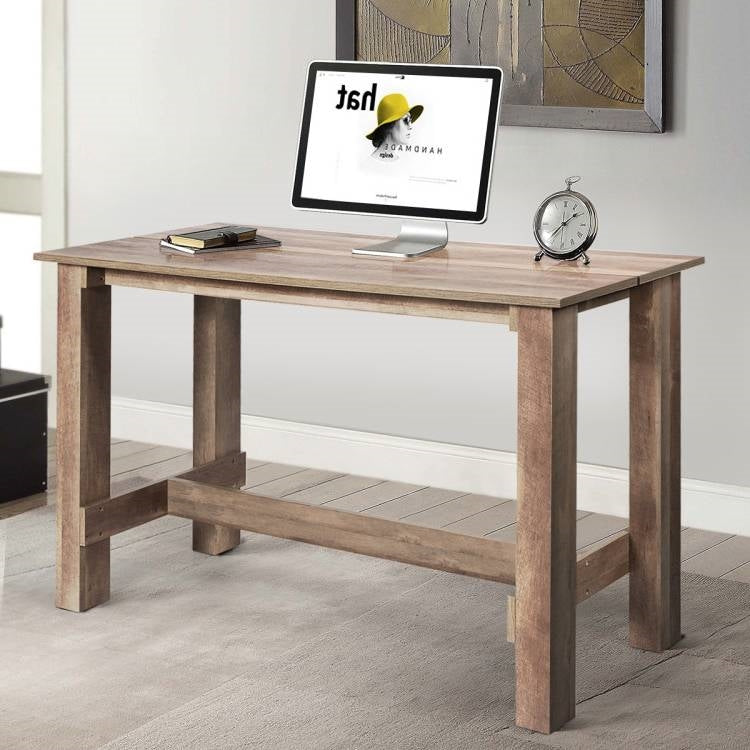 Modern Farmhouse Brown Wood 55-inch Counter Height Dining Table Computer Desk-1