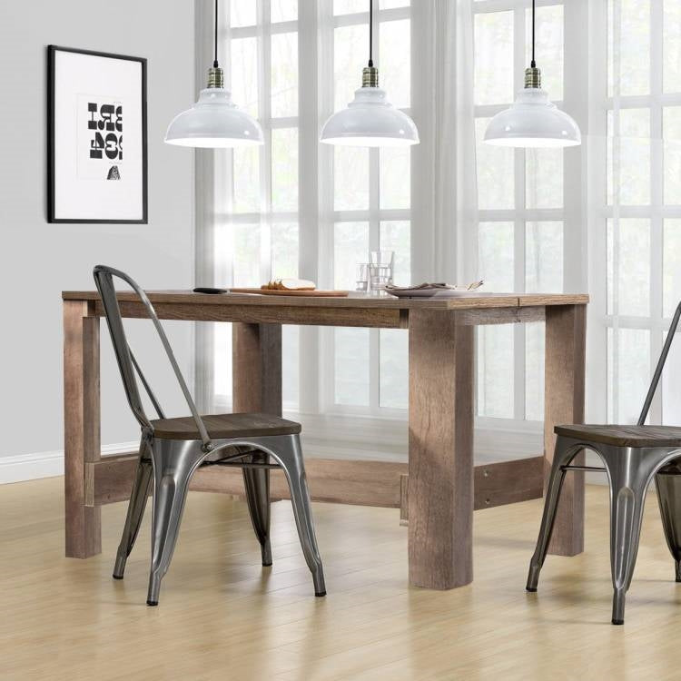 Modern Farmhouse Brown Wood 55-inch Counter Height Dining Table Computer Desk-2