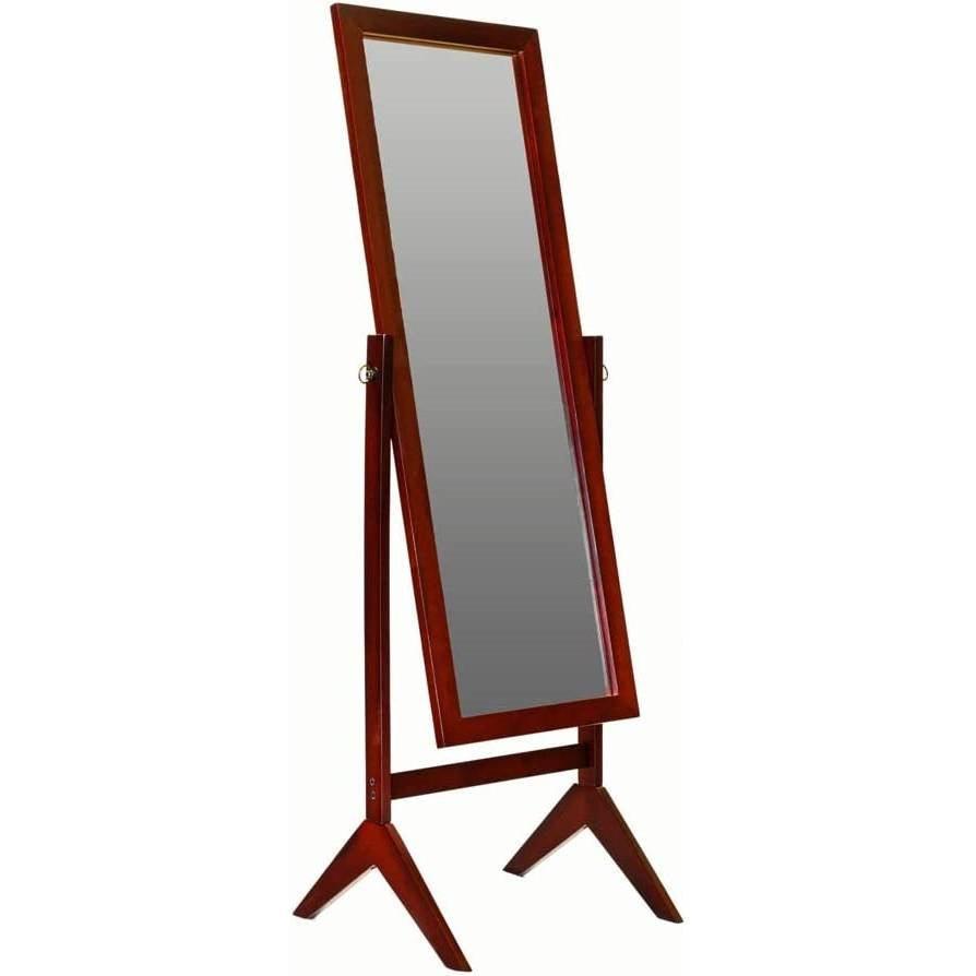 Modern Full Length Freestanding Bedroom Floor Cheval Mirror in Cherry - PRHOMZ