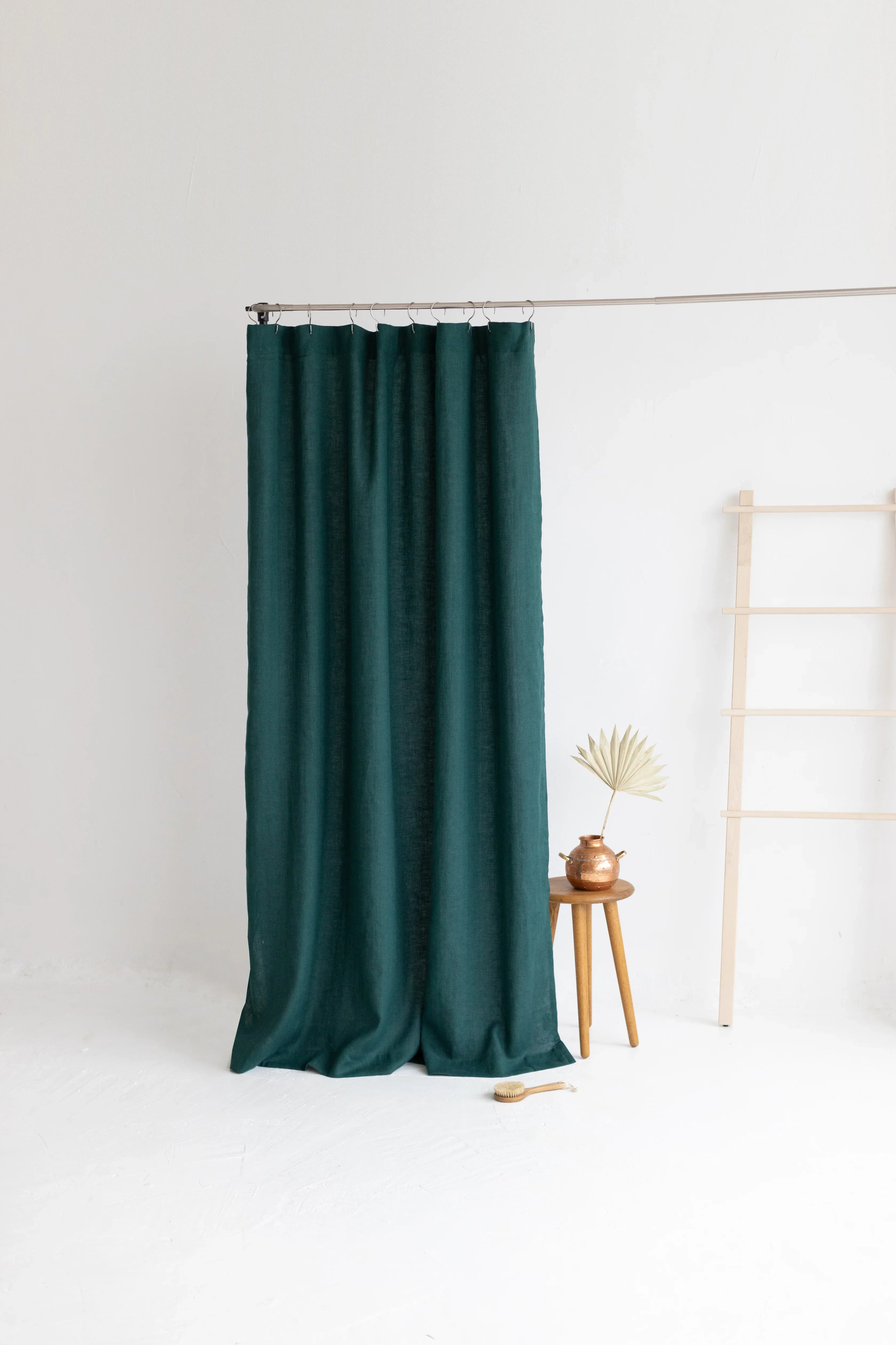 Atlantic Blue Linen Shower Curtain | Eco-Friendly, Mold-Resistant & Plastic-Free | UK Made-2